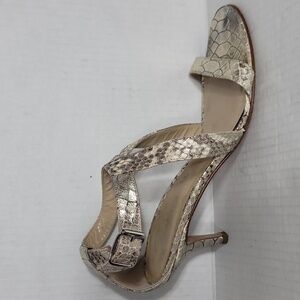Delman Snakeskin Strappy Sandals Gold and Cream Heels